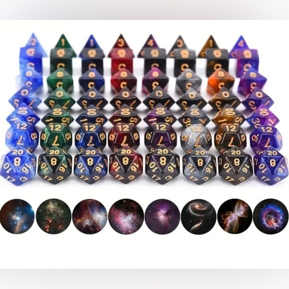 Galaxy Style Game Dice in 8 Color Sets - Picture 1 of 8